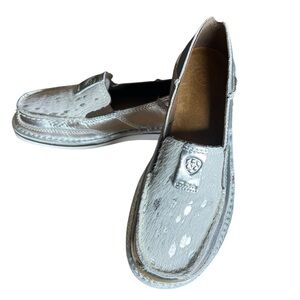 Womens Ariat Cruiser Leather Silver Calf Hair Comfort Casual Loafers Shoes 6.5B